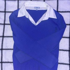 Blue White-Collared Sweater